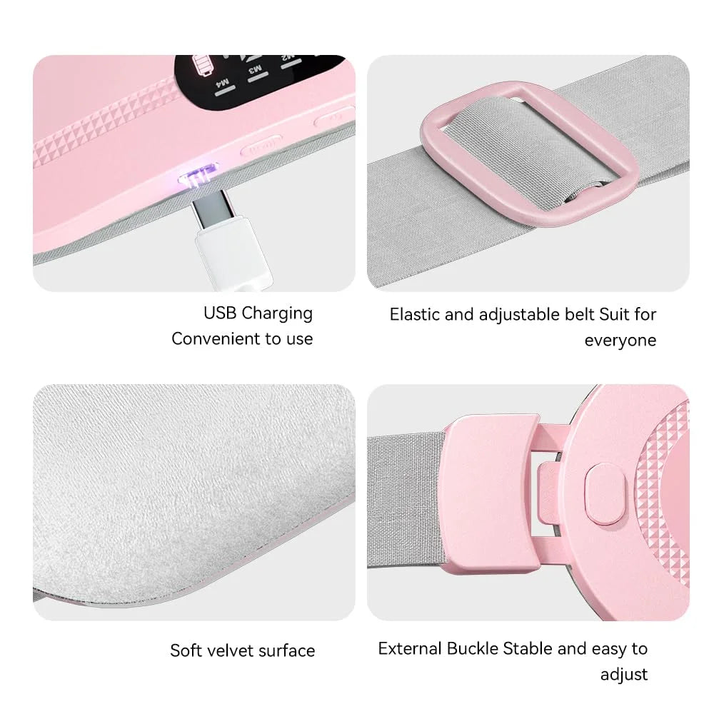 Portable Heating Pad for Period Cramps,1800Mah Cordless Period Heating Pad,3 Massage Modes Menstrual Heating Pad,Electric Rapid Fast Heating Period Cramp Heating Pad, Gifts for Women & Girl,Pink