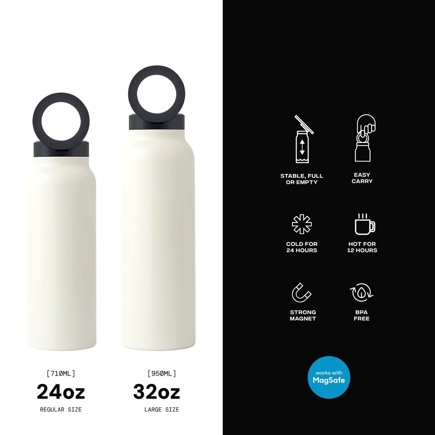 Insulated Water Bottle Compatible Magsafe Water Bottle with Phone Holder,Stainless Steel Water Bottle with Magnetic Phone Tripod