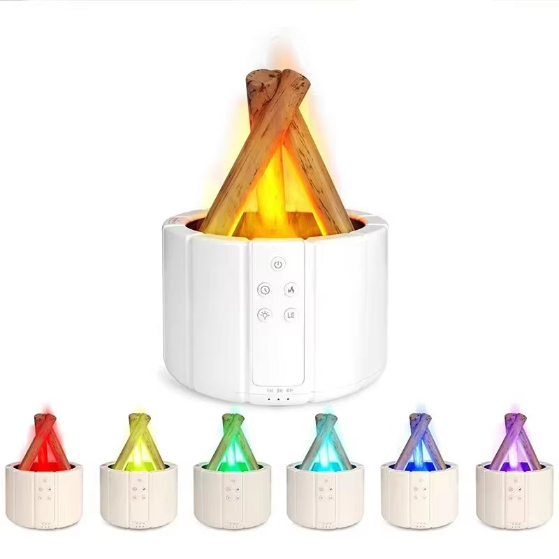 Aromatherapy Machine That Simulates Campfire Flame Lamp, Remote Controlled Air Ultrasonic Air Humidifier with LED Light