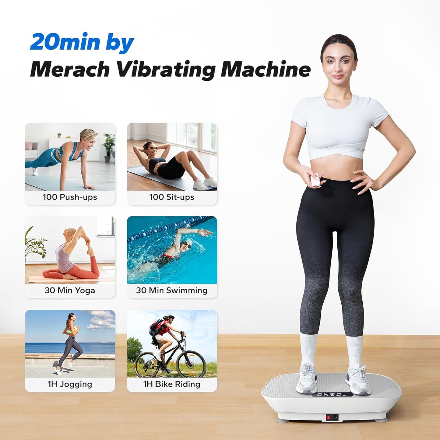 Vibration Plate Exercise Machine, Whole Body Workout Equipment for Women, Bluetooth and Silicone Pedal, Vibration Plate for Lymphatic Drainage, Vibrate Fitness Platform for Weight Loss