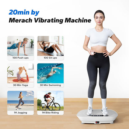 Vibration Plate Exercise Machine, Whole Body Workout Equipment for Women, Bluetooth and Silicone Pedal, Vibration Plate for Lymphatic Drainage, Vibrate Fitness Platform for Weight Loss