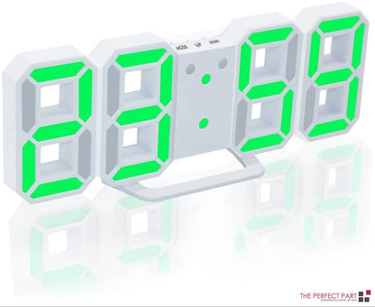 Digital 3D LED Big Wall Desk Alarm Clock Snooze 12/24 Hours Auto Brightness USB