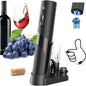 Rechargeable Wine Opener Electric Wine Bottle Opener 7-In-1 Wine Gift Set with Electric Vacuum Pump, Charging Station, Foil Cutter, Wine Aerator Pourer and 2 Wine Stoppers