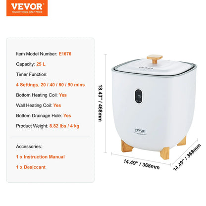 VEVOR Towel Warmer 25L, Towel Warmer Bucket with 2 Heating Modes, 20/40/60/90 Min Auto Shut Off, Bottom Heating Columns, LED Screen, Large Towel Warmer for Bathroom, Spa, Bathrobe, Blanket & Pajama