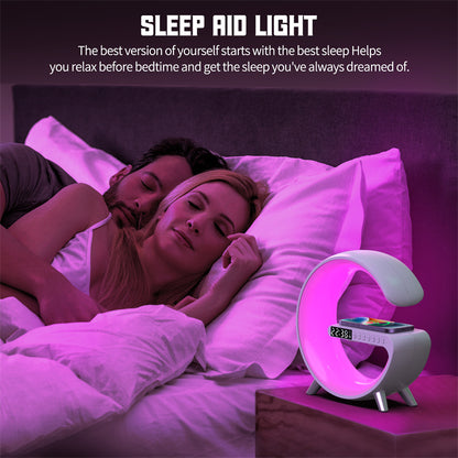 Intelligent G Shaped LED Lamp Bluetooth Speaker Wireless Charger Atmosphere Lamp App Control for Bedroom Home Decor